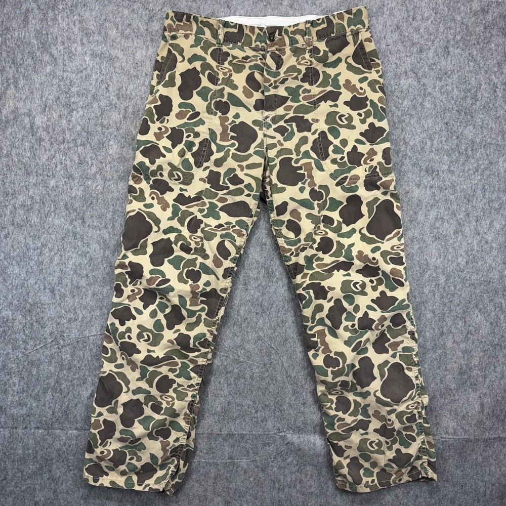 True Vintage Duck Camo Fatigue Pants Mens Medium 32x28 Lightweight Americana 80s